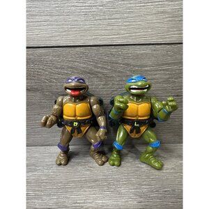 TMNT Teenage Mutant Ninja Turtles Talking Lot of 2 Leo Don 1991 Playmates Toys